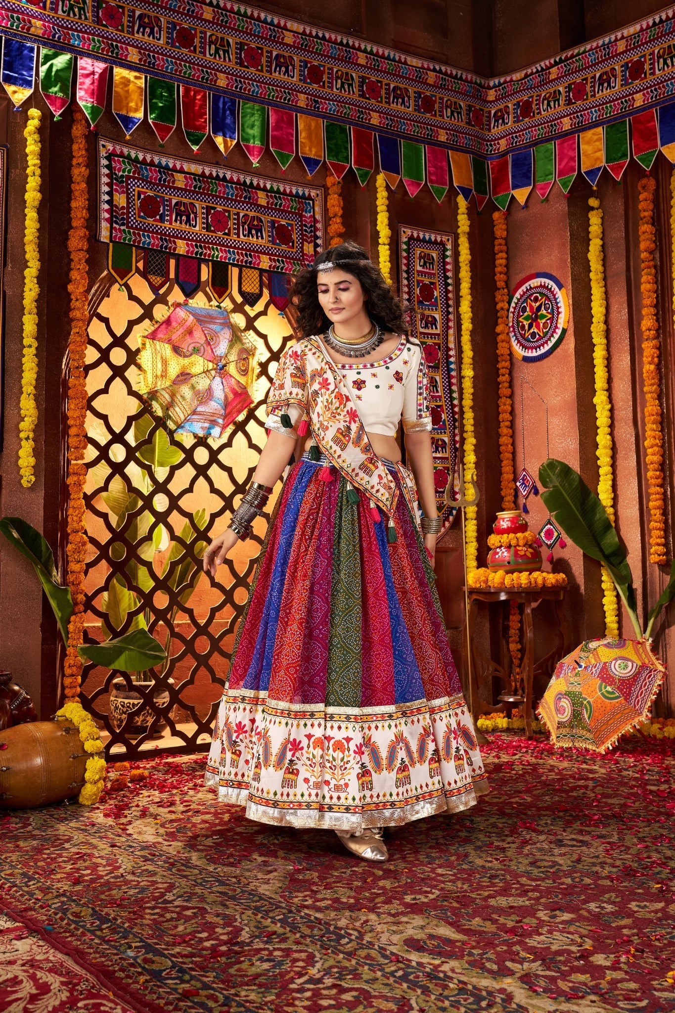 Multi Color Traditional Designer Navratri Special Lehenga Choli - ETHNICDEAL
