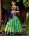 Elegant Pista Green Kanchipuram Silk Zari Weaving Lehenga Choli with Blouse - ETHNICDEAL