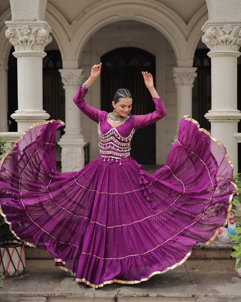 Purple Color Soft Georgette Navratri Lehenga Choli - ETHNICDEAL