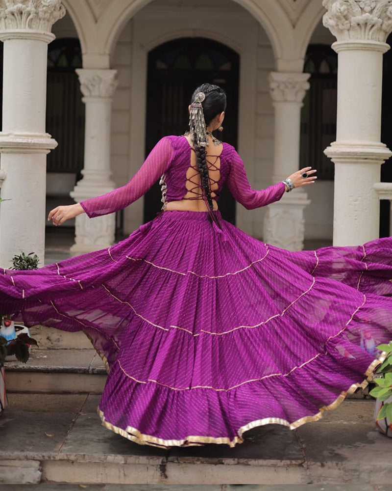 Purple Color Soft Georgette Navratri Lehenga Choli - ETHNICDEAL
