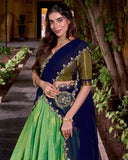 Elegant Pista Green Kanchipuram Silk Zari Weaving Lehenga Choli with Blouse - ETHNICDEAL