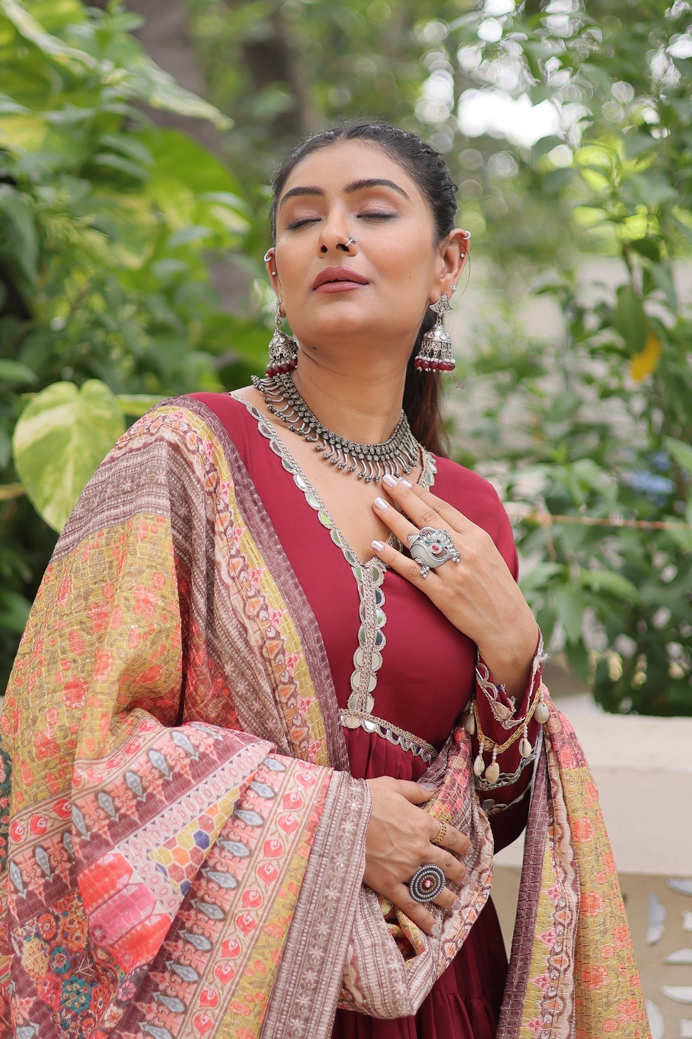 Beautiful Frill Stitching Designer Festival And Wedding Gown And Dupatta Set - ETHNICDEAL