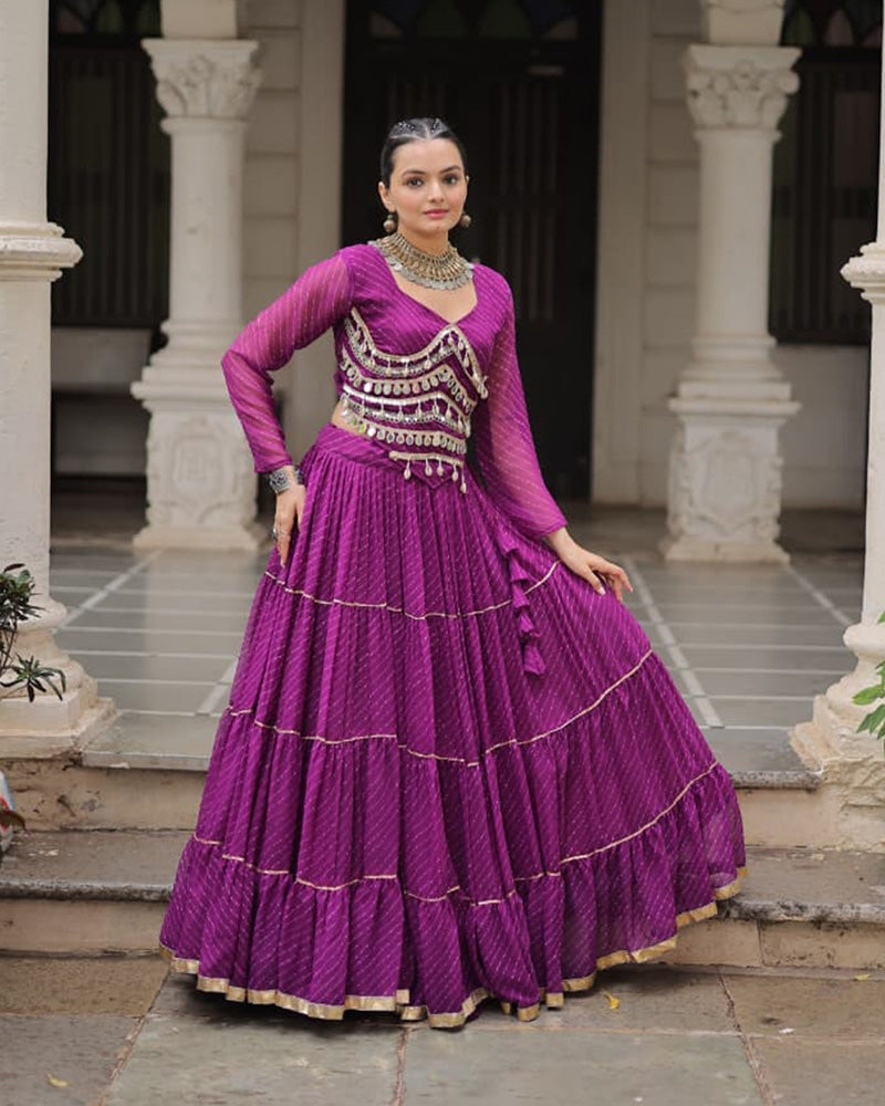 Purple Color Soft Georgette Navratri Lehenga Choli - ETHNICDEAL
