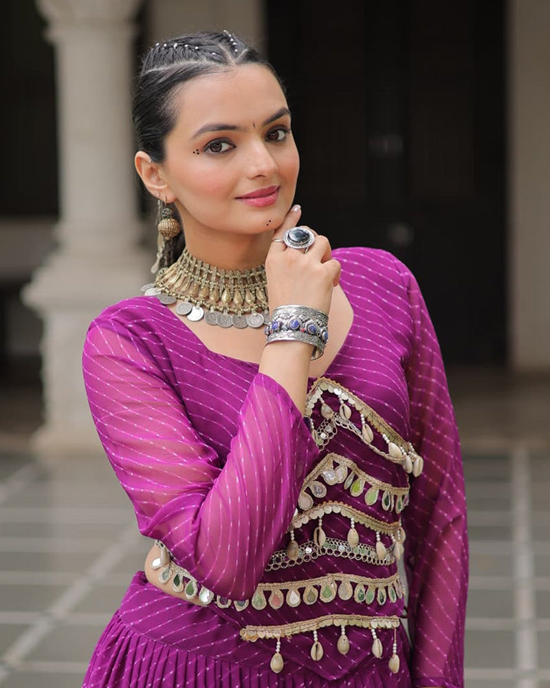 Purple Color Soft Georgette Navratri Lehenga Choli - ETHNICDEAL