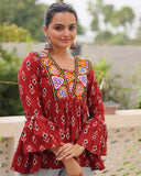 Designer Maroon Cotton Printed Kediya for Navratri Festival - ETHNICDEAL