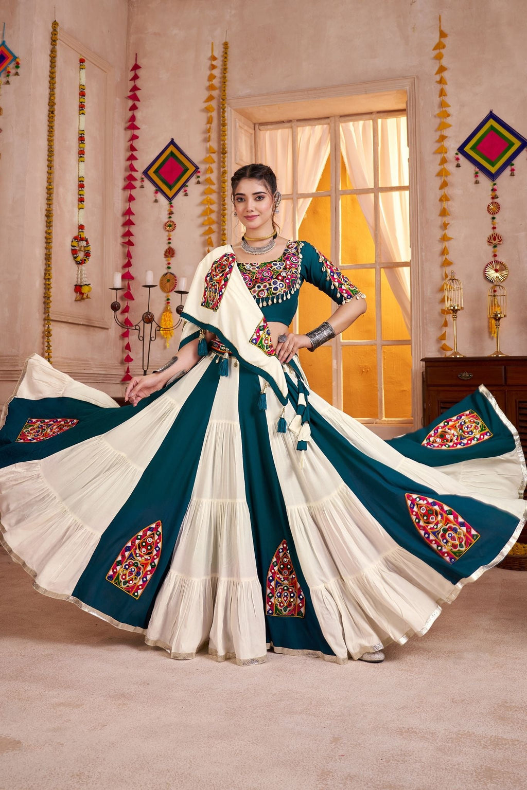 Multi Color Kutchi Patch Work Designer Navratri Lehenga Choli - ETHNICDEAL