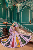 Lavender Embroidered With Mirror Work Designer Navratri Readymade Lehenga Choli - ETHNICDEAL