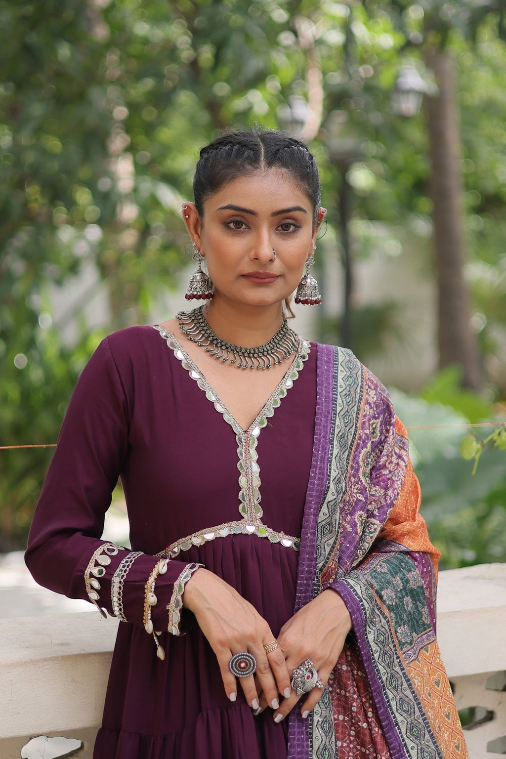 Beautiful Frill Stitching Designer Festival And Wedding Gown And Dupatta Set - ETHNICDEAL