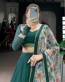 Traditional Green Color Marble Navratri Lehenga Choli - ETHNICDEAL