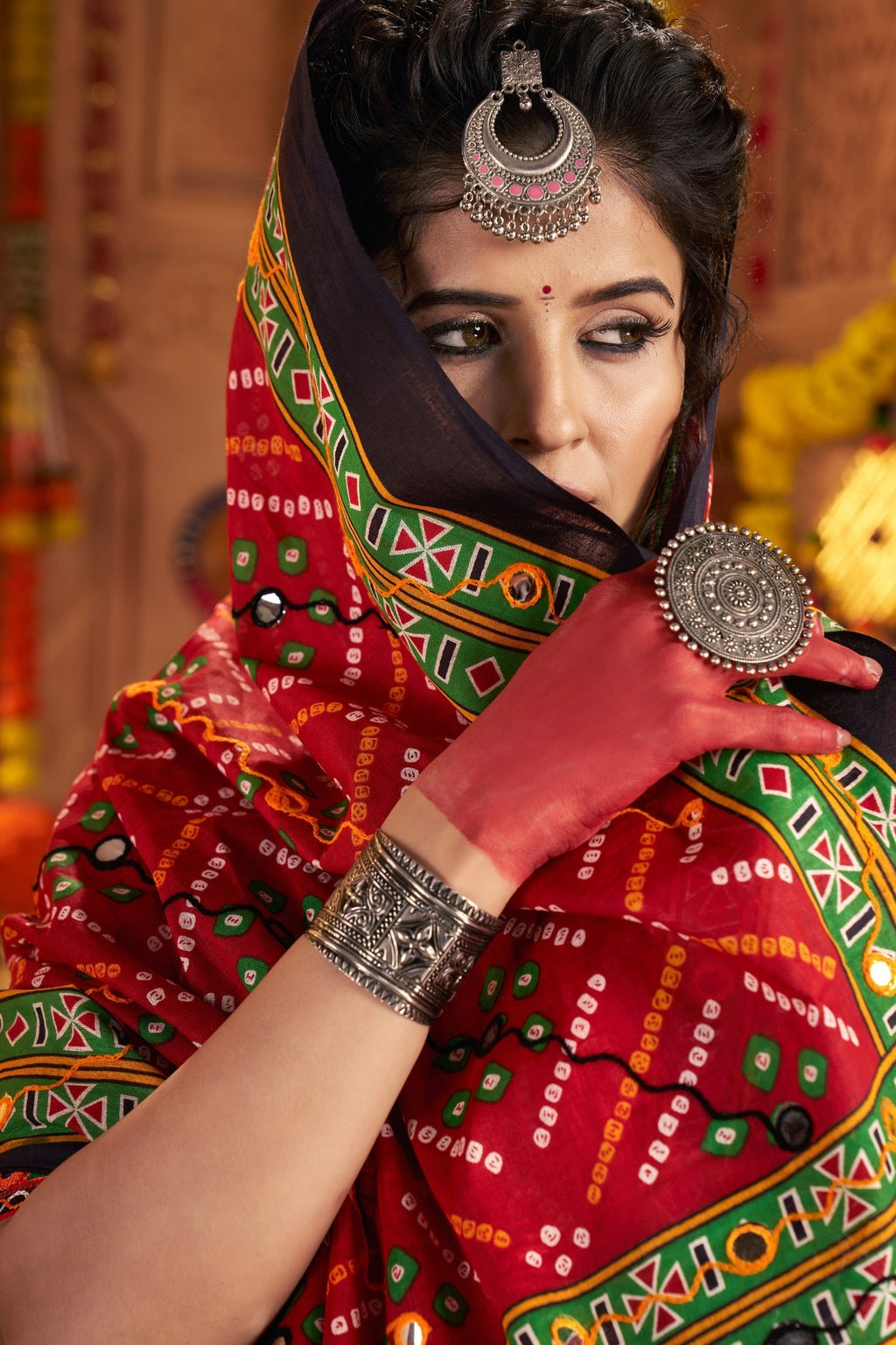 Beautiful Multi Color Designer Organic Cotton Navratri Stylish Chaniya Choli - ETHNICDEAL