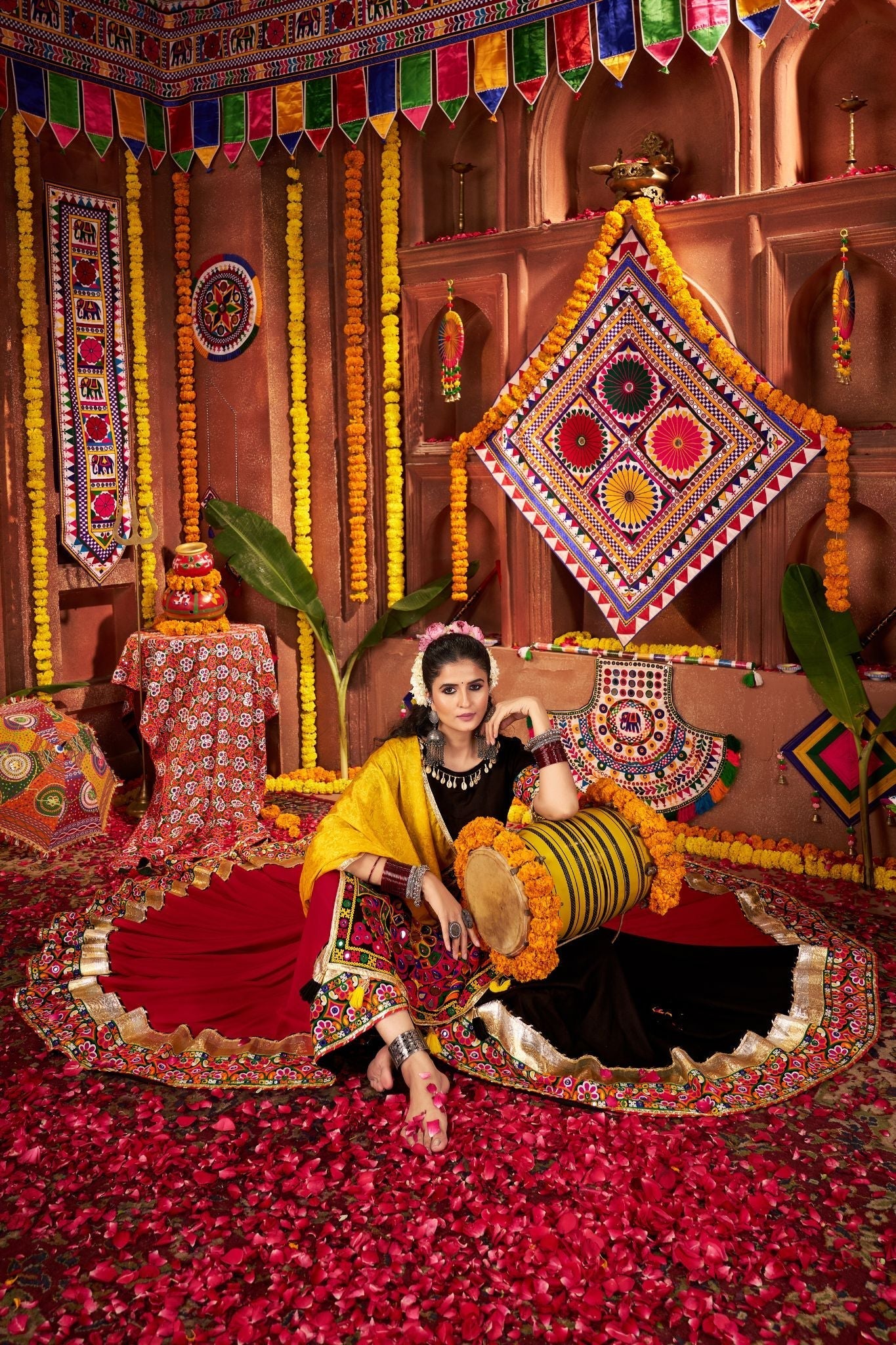 Multi Color Designer Viscose Cotton Traditional Navratri Special Lehenga Choli - ETHNICDEAL