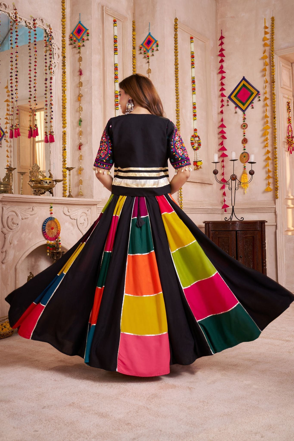 Graceful Black Stylish Designer Navaratri Lehenga Choli - ETHNICDEAL