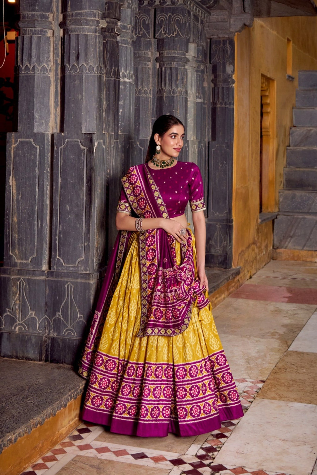 Traditional Ikkat Print Tussar Silk Designer Lehenga Choli - ETHNICDEAL