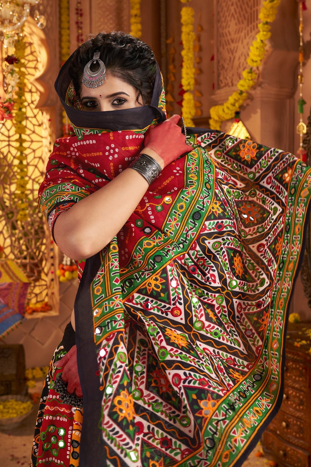 Beautiful Multi Color Designer Organic Cotton Navratri Stylish Chaniya Choli - ETHNICDEAL