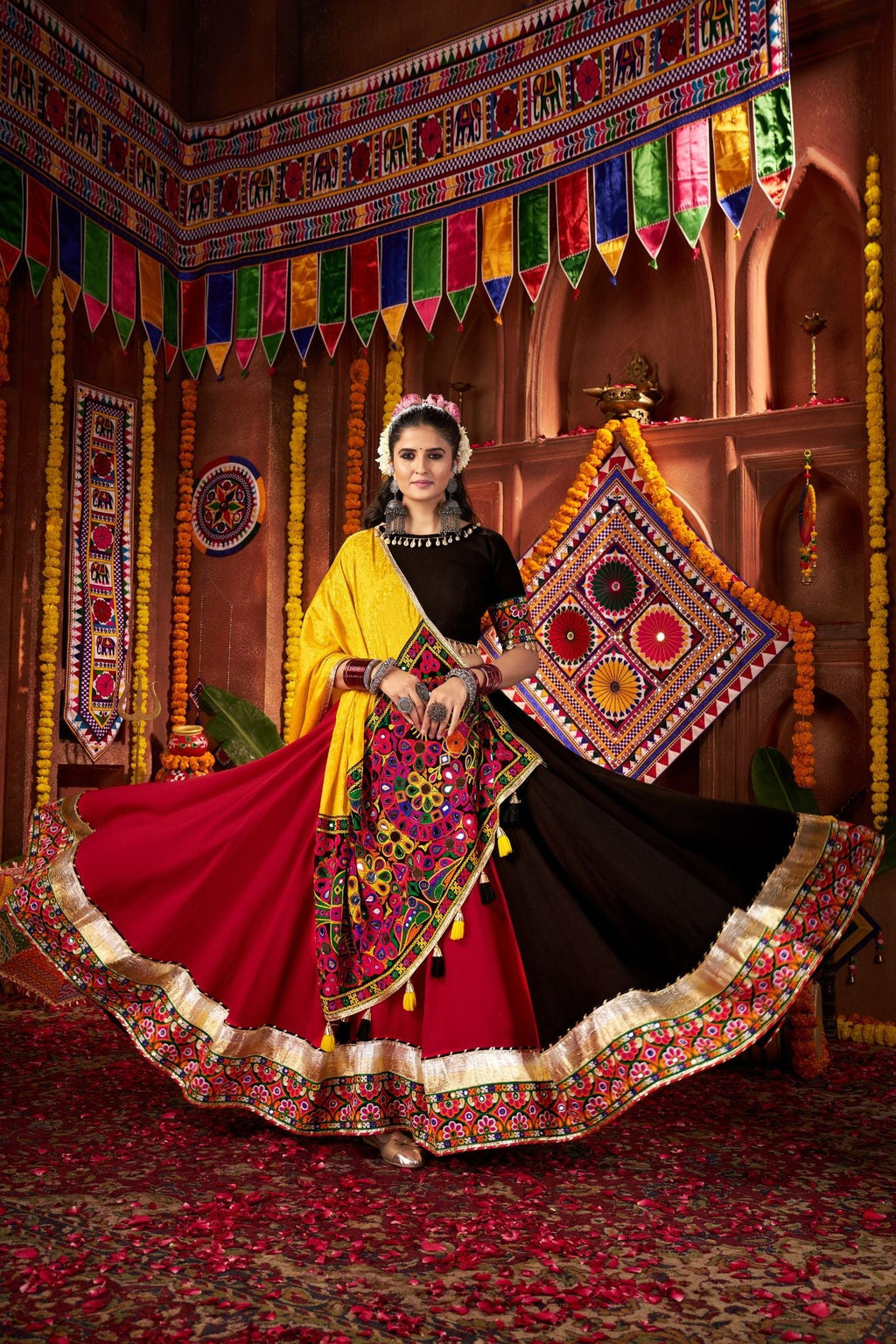 Multi Color Designer Viscose Cotton Traditional Navratri Special Lehenga Choli - ETHNICDEAL