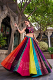 Rainbow Designer Pre Rayon Original Mirror With Gamthi Work Navratri Lehenga Choli - ETHNICDEAL