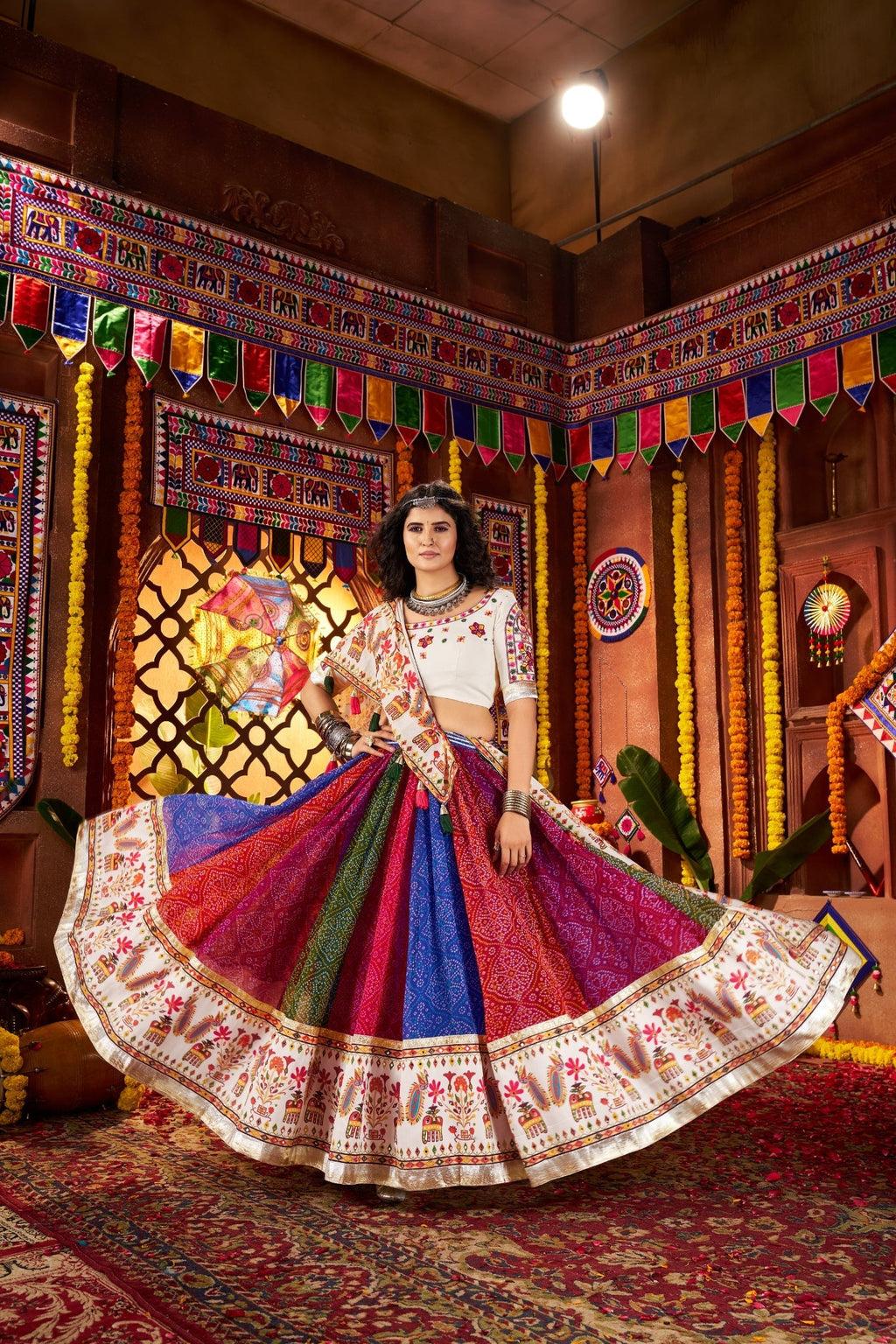 Multi Color Traditional Designer Navratri Special Lehenga Choli - ETHNICDEAL