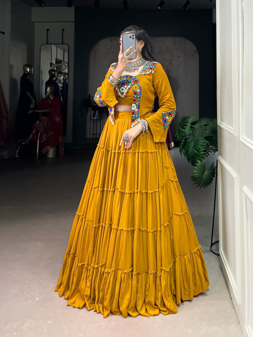 Magnificent Pure Rayon Navratri Lehenga Choli – Elegant Traditional Garba & Dandiya Outfit - ETHNICDEAL