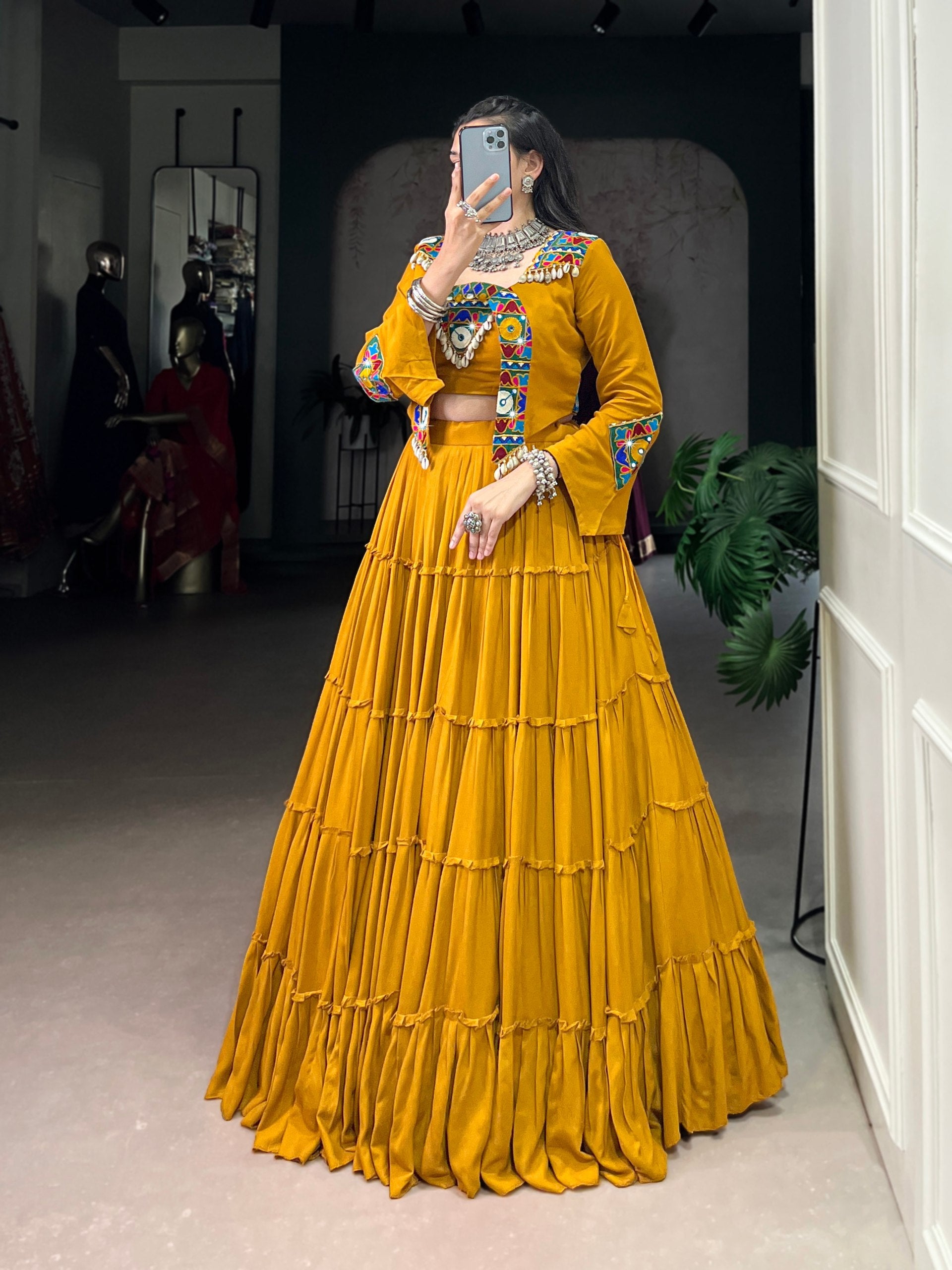 Magnificent Pure Rayon Navratri Lehenga Choli – Elegant Traditional Garba & Dandiya Outfit - ETHNICDEAL