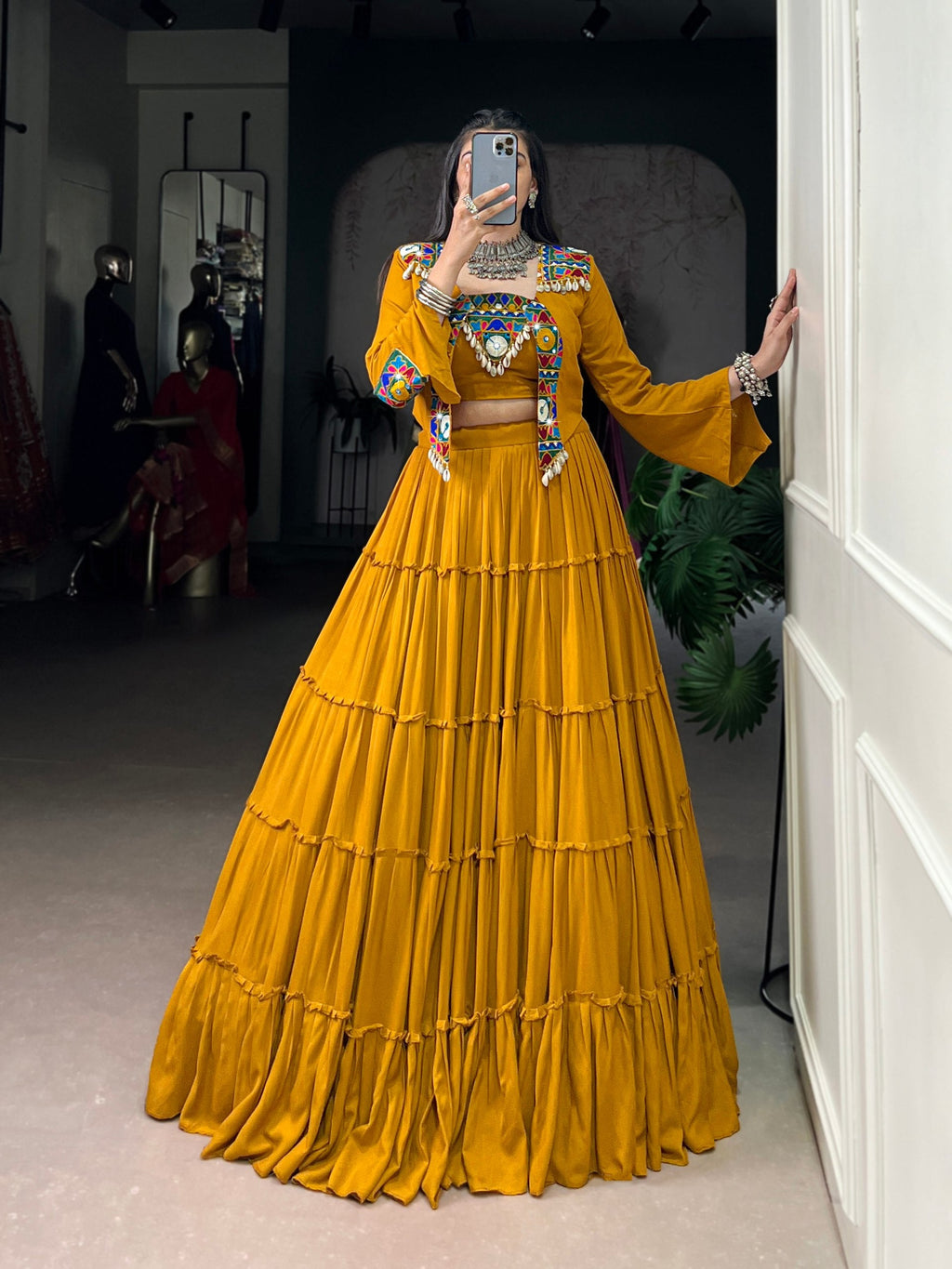 Magnificent Pure Rayon Navratri Lehenga Choli – Elegant Traditional Garba & Dandiya Outfit - ETHNICDEAL