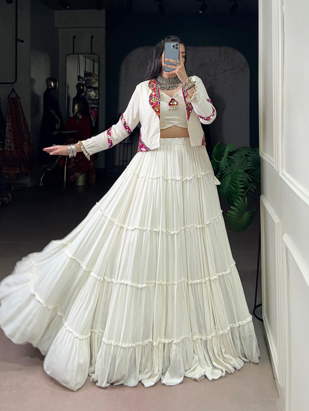 Magnificent Pure Rayon Navratri Lehenga Choli – Elegant Traditional Garba & Dandiya Outfit - ETHNICDEAL