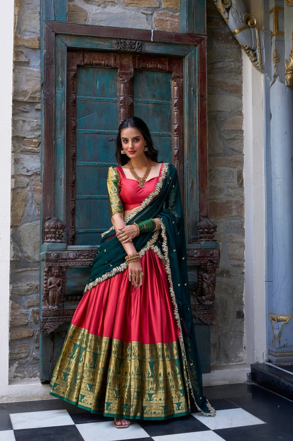 Adorable Narayan Pattu Zari Weaving Worked Lehenga Choli - ETHNICDEAL
