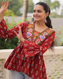 Designer Maroon Cotton Printed Kediya for Navratri Festival - ETHNICDEAL