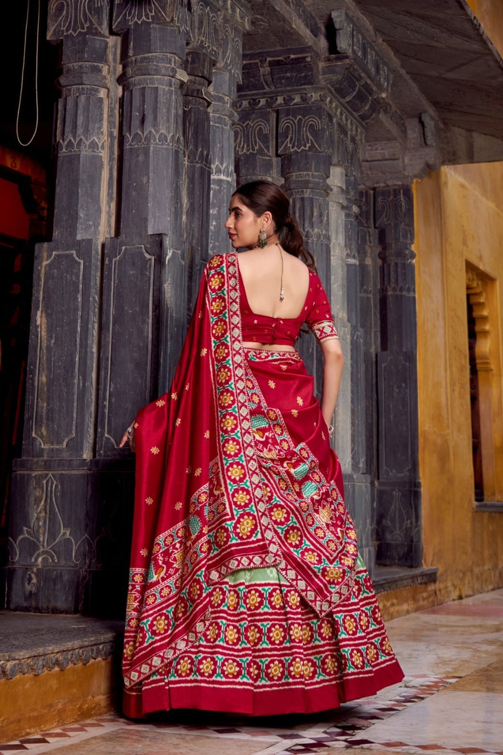 Traditional Ikkat Print Tussar Silk Designer Lehenga Choli - ETHNICDEAL