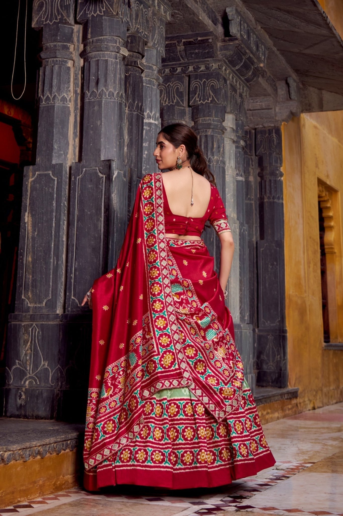 Traditional Ikkat Print Tussar Silk Designer Lehenga Choli - ETHNICDEAL