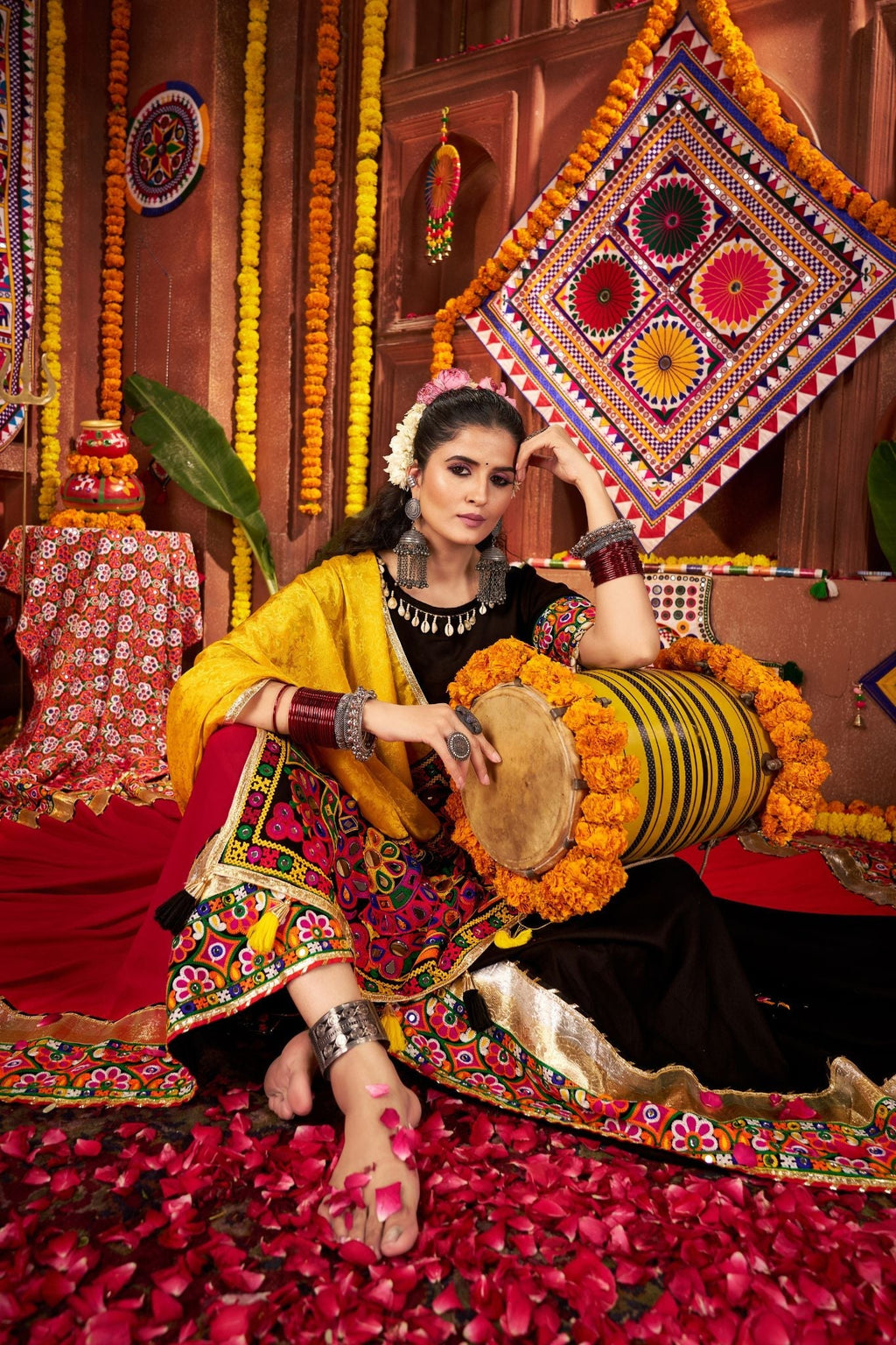 Multi Color Designer Viscose Cotton Traditional Navratri Special Lehenga Choli - ETHNICDEAL