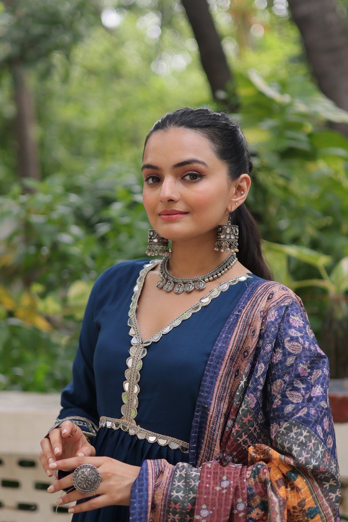 Beautiful Frill Stitching Designer Festival And Wedding Gown And Dupatta Set - ETHNICDEAL