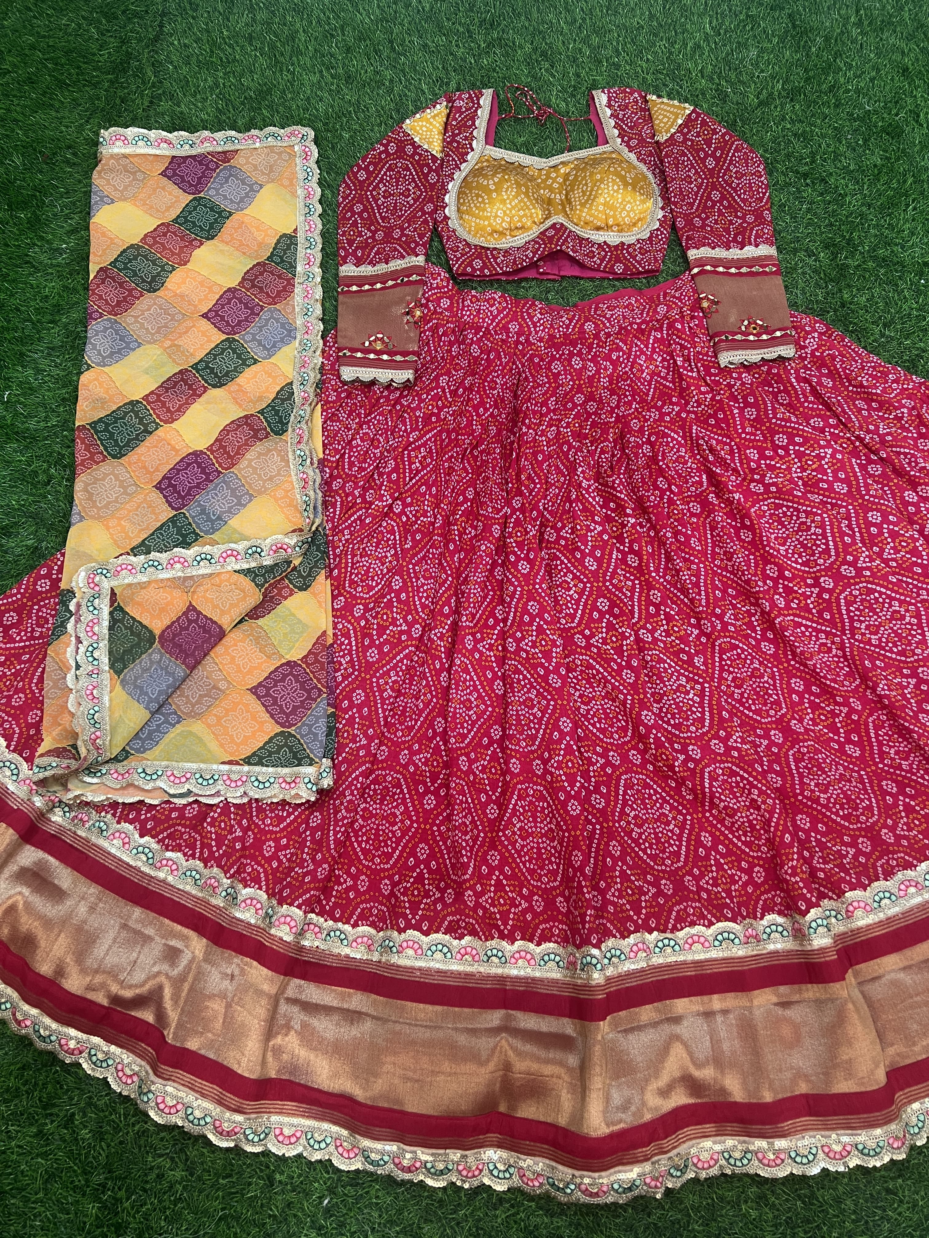 Amazing Rani Pink Gaji Silk Printed Zari Thread Sequins Worked Lehenga Choli - Ethnicwish