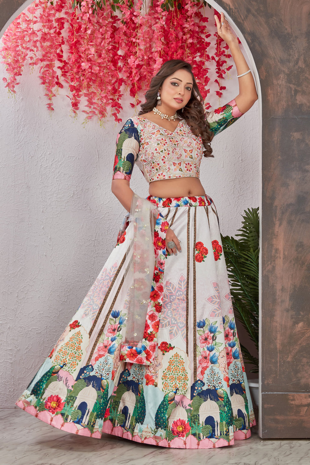 Fabulous Floral Digital Printed Fully Stitched Lehenga Choli Set - Ethnicwish