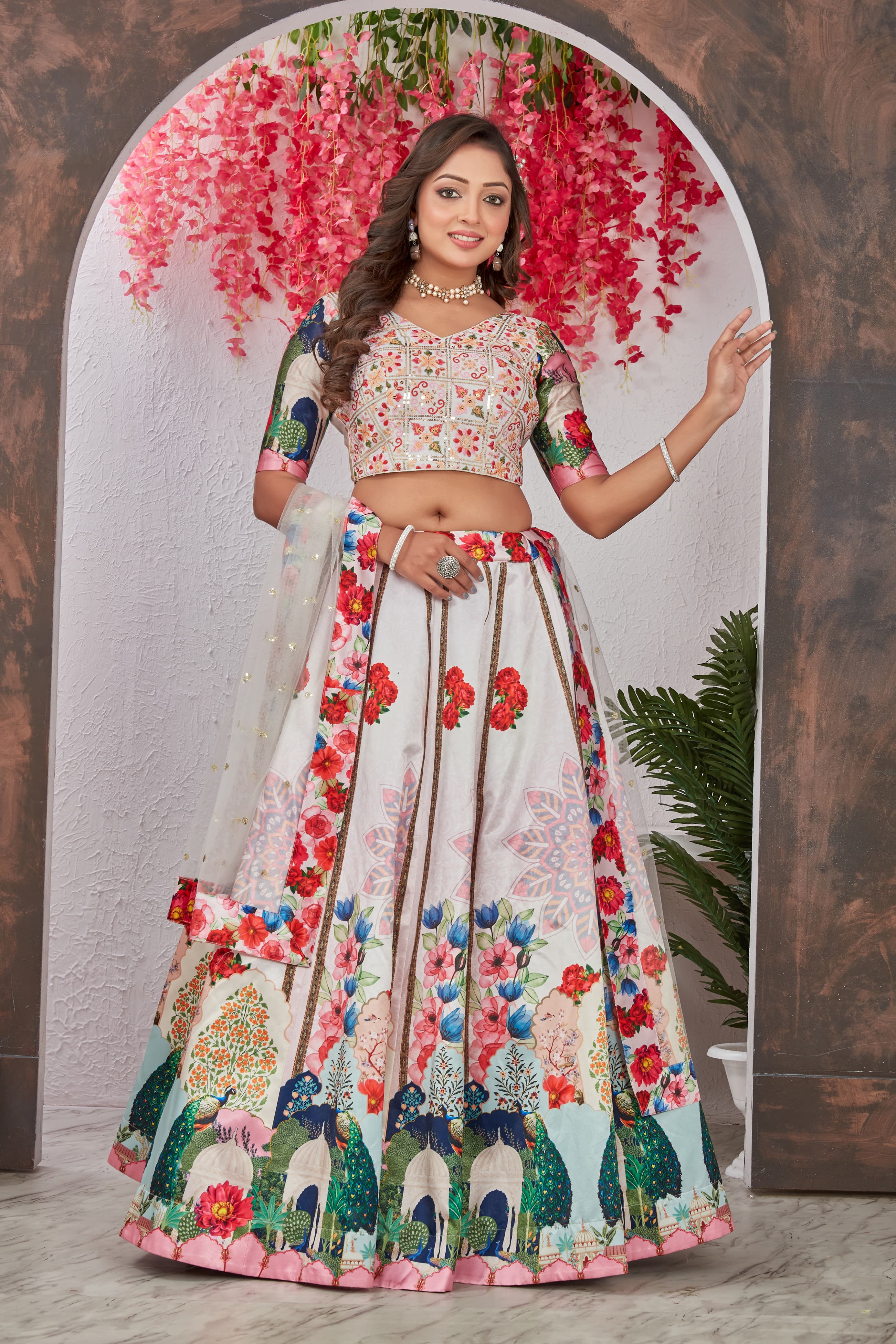 Fabulous Floral Digital Printed Fully Stitched Lehenga Choli Set - Ethnicwish