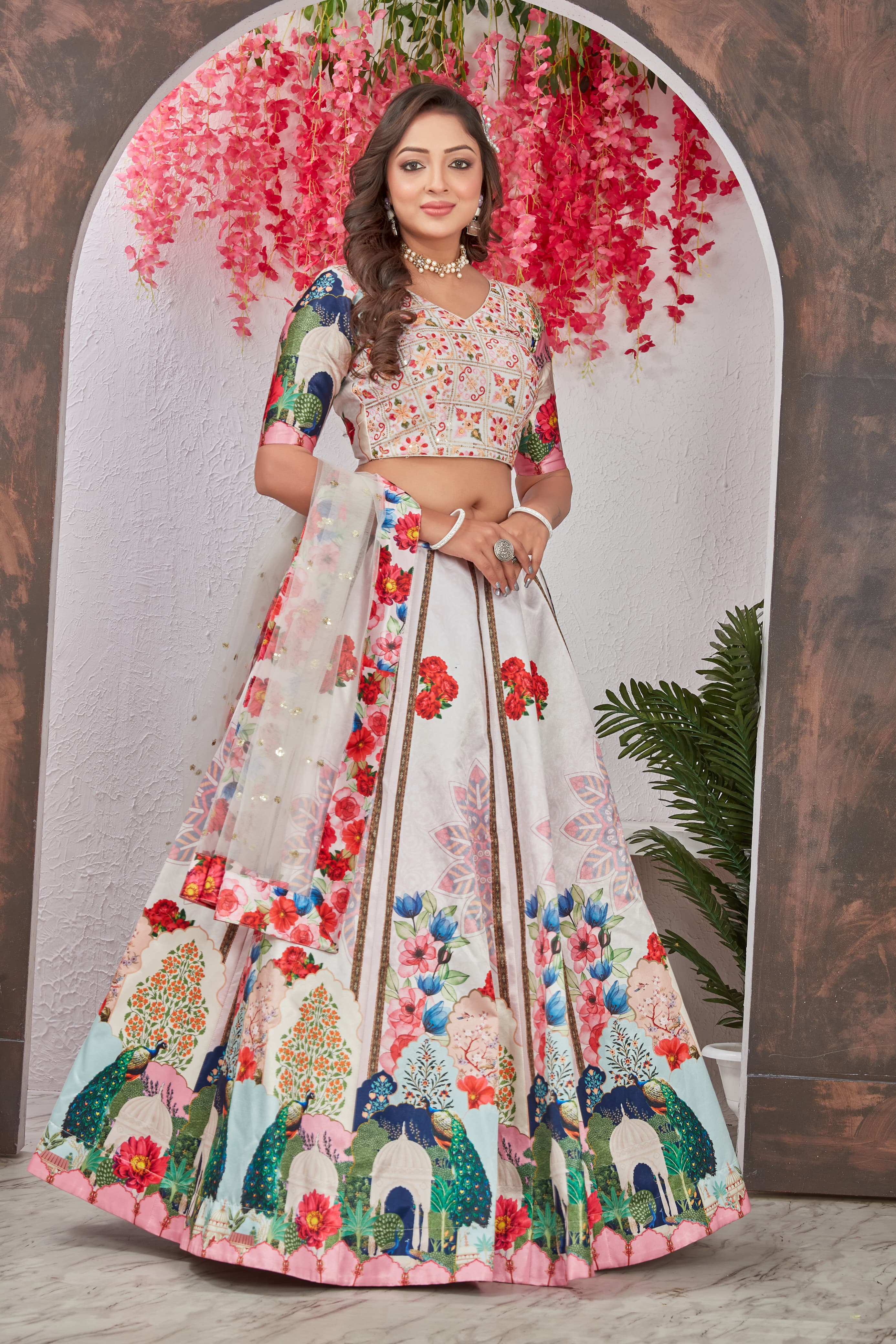 Fabulous Floral Digital Printed Fully Stitched Lehenga Choli Set - Ethnicwish