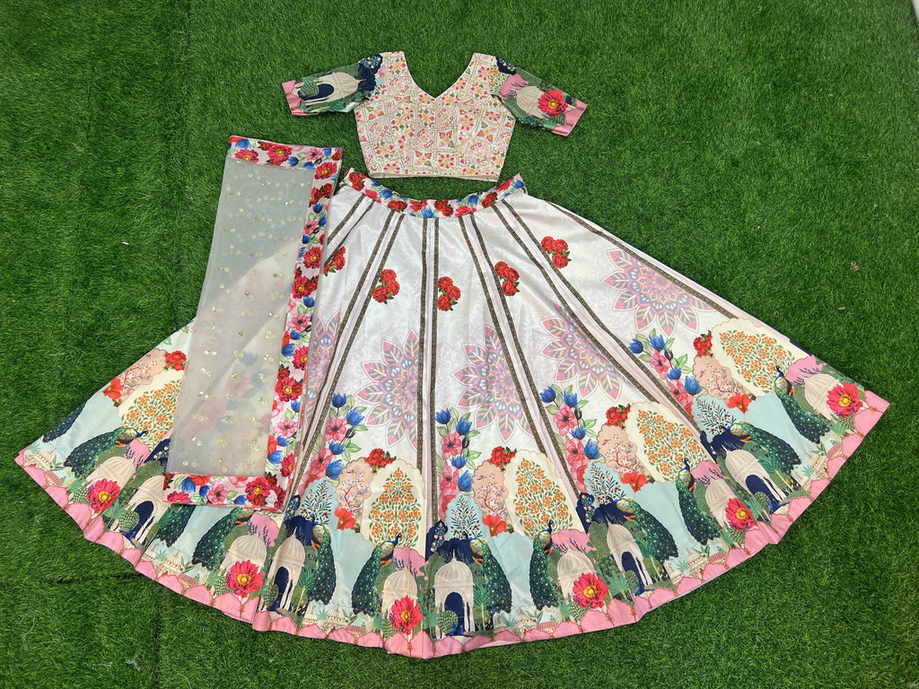 Fabulous Floral Digital Printed Fully Stitched Lehenga Choli Set - Ethnicwish