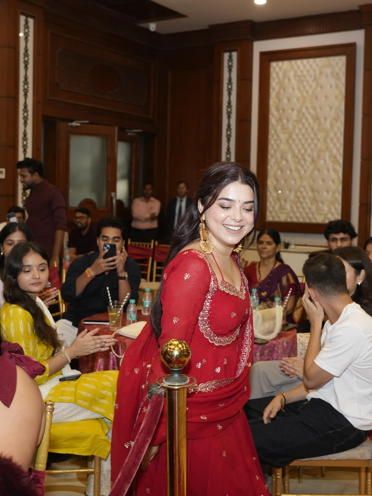 Red Chilli Slit Anarkali Premium Suit Set For Festive & Party Wear