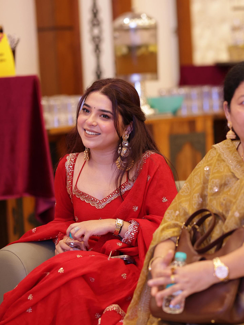 Red Chilli Slit Anarkali Premium Suit Set For Festive & Party Wear