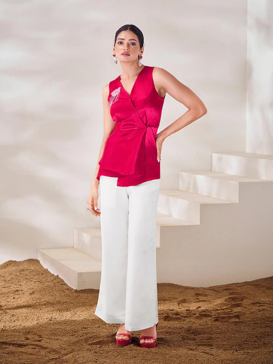 Exclusive Rani Pink Gaji Silk Handcrafted Designer Co-Ord Set - Ethnicwish