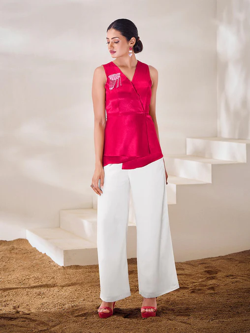 Exclusive Rani Pink Gaji Silk Handcrafted Designer Co-Ord Set - Ethnicwish