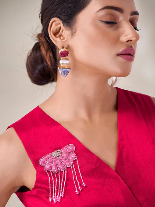 Exclusive Rani Pink Gaji Silk Handcrafted Designer Co-Ord Set - Ethnicwish