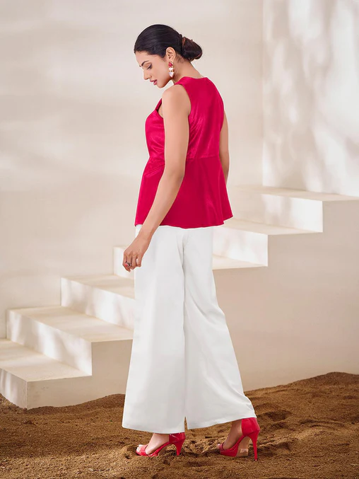 Exclusive Rani Pink Gaji Silk Handcrafted Designer Co-Ord Set - Ethnicwish