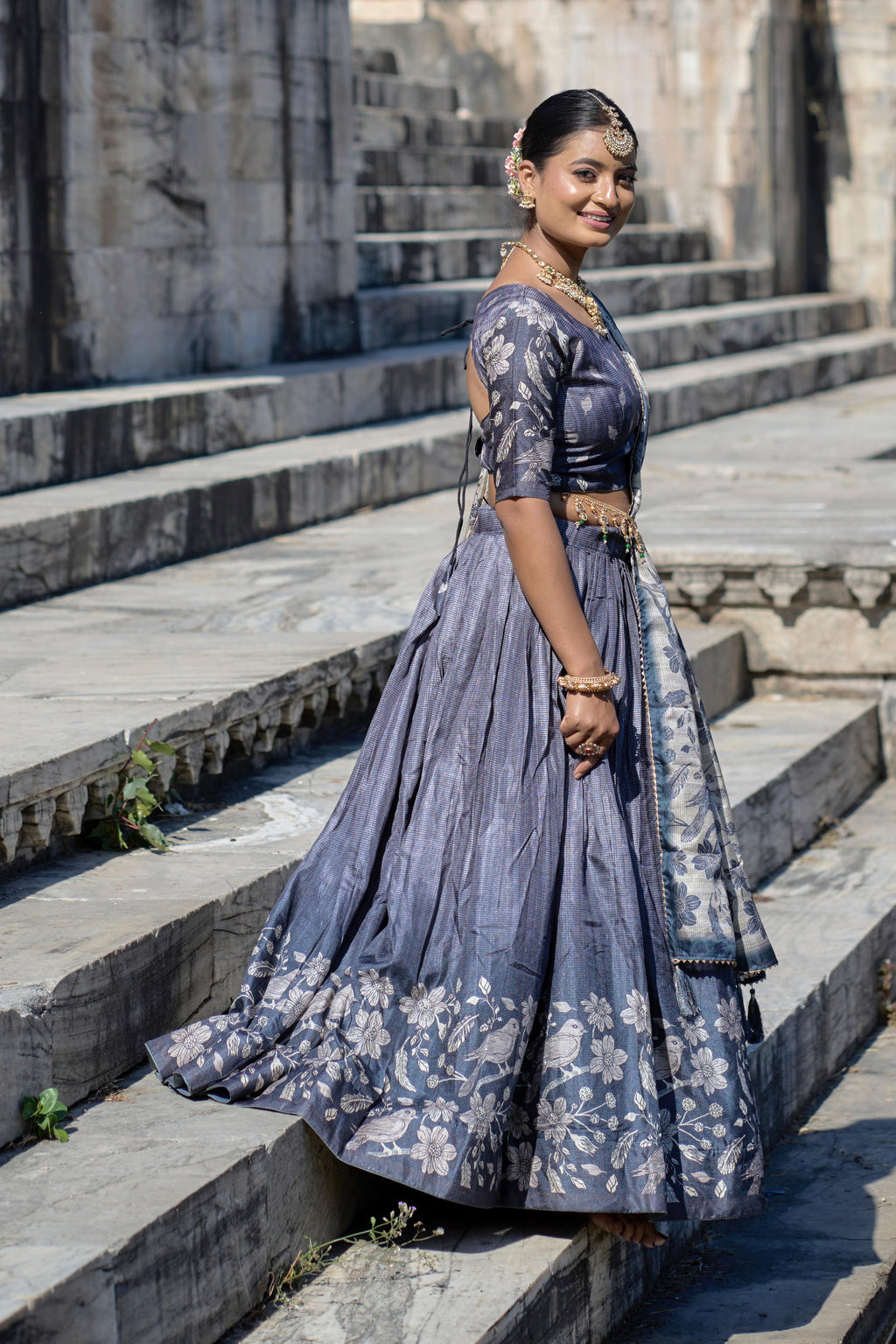 Stunning Pure Manipuri Silk Printed Lehenga Choli Set - Ethnicwish