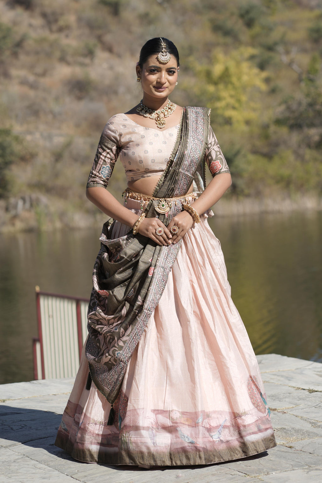 Graceful Pure Manipuri Silk Printed Designer Lehenga Choli Set - Ethnicwish