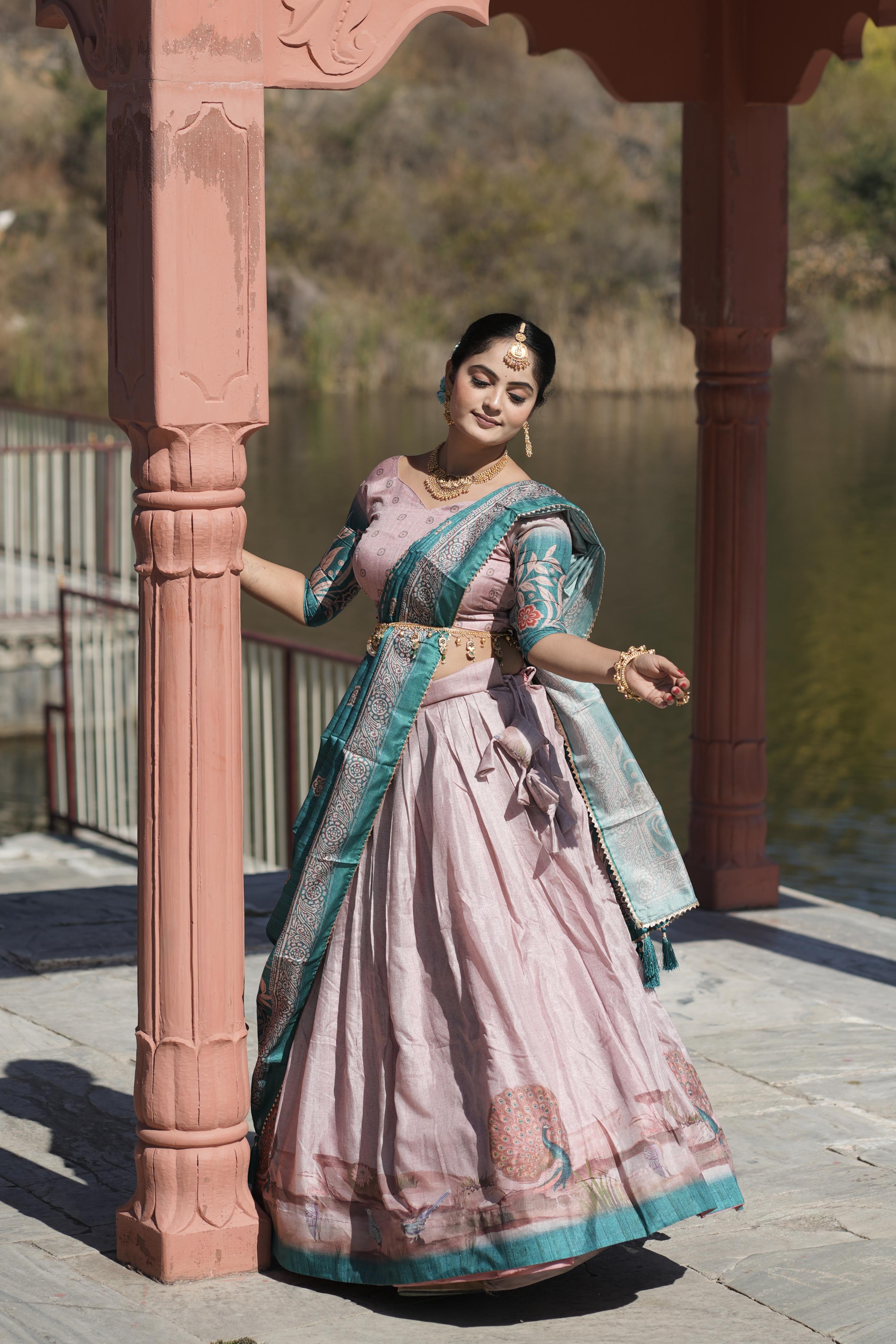 Graceful Pure Manipuri Silk Printed Designer Lehenga Choli Set - Ethnicwish