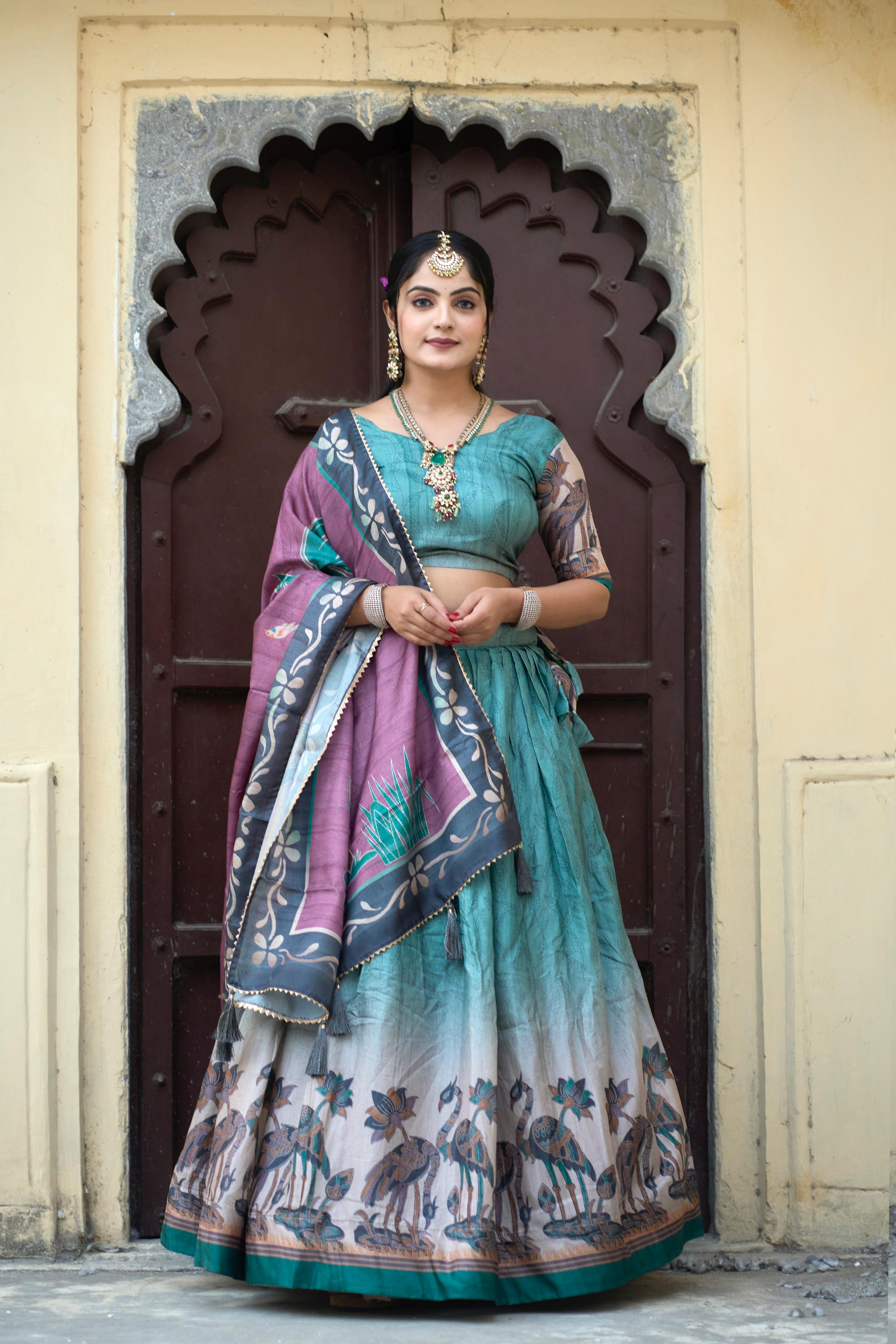 Breathtaking Pure Manipuri Silk Printed Designer Lehenga Choli - Ethnicwish