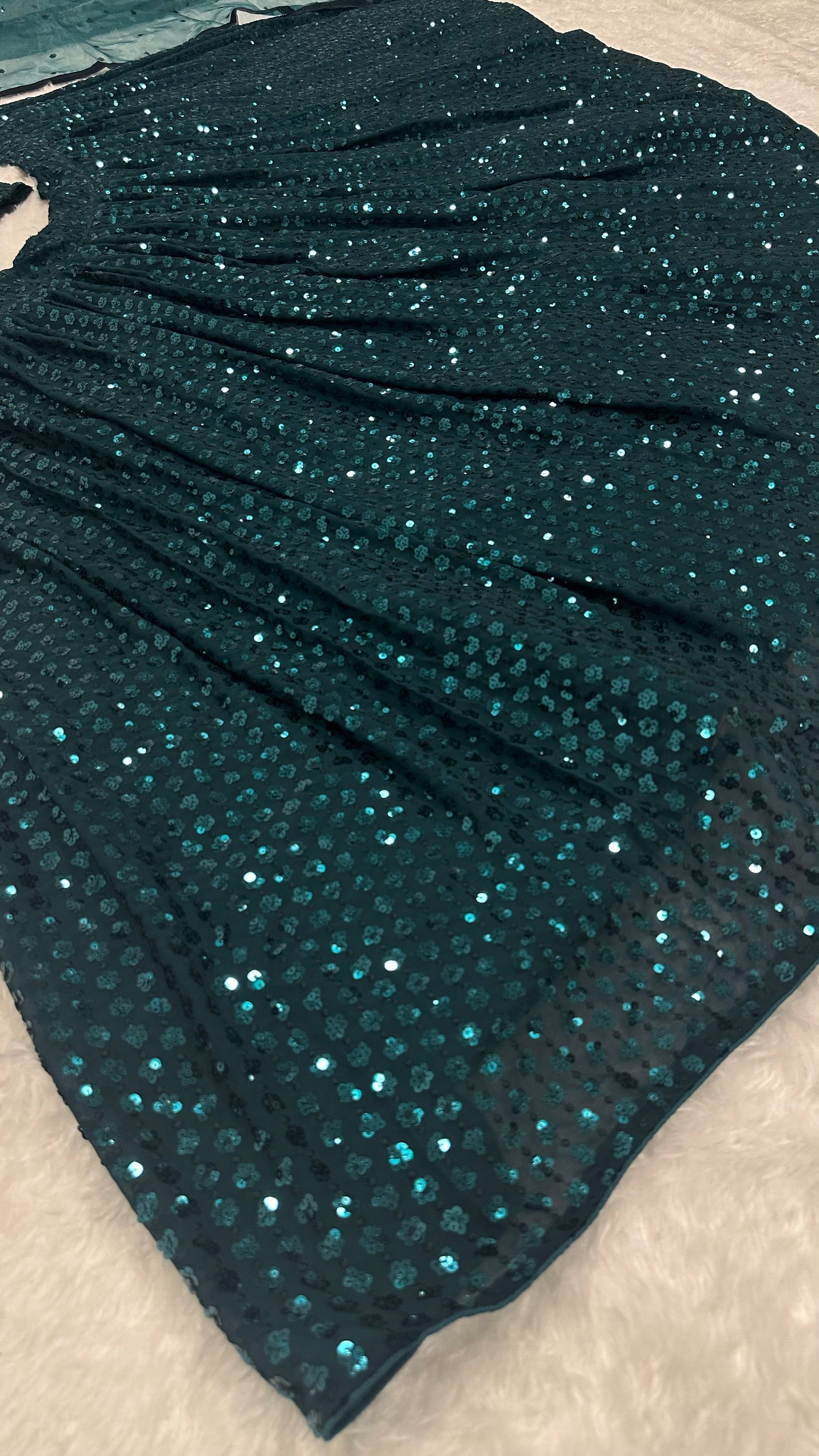 Glamorous Green Georgette Lehenga Set – Shine with Elegance - ETHNICDEAL