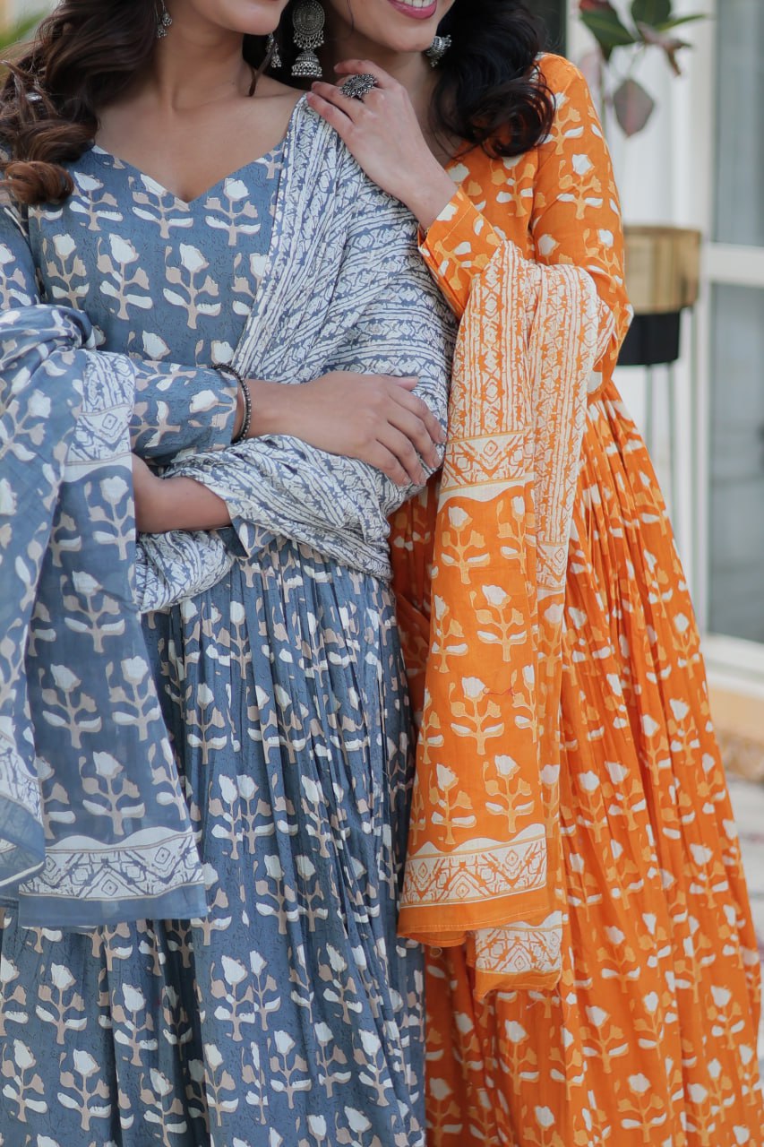 Graceful Pure Cotton 3-Piece Suit Set - ETHNICDEAL