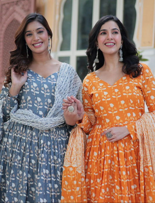 Graceful Pure Cotton 3-Piece Suit Set - ETHNICDEAL