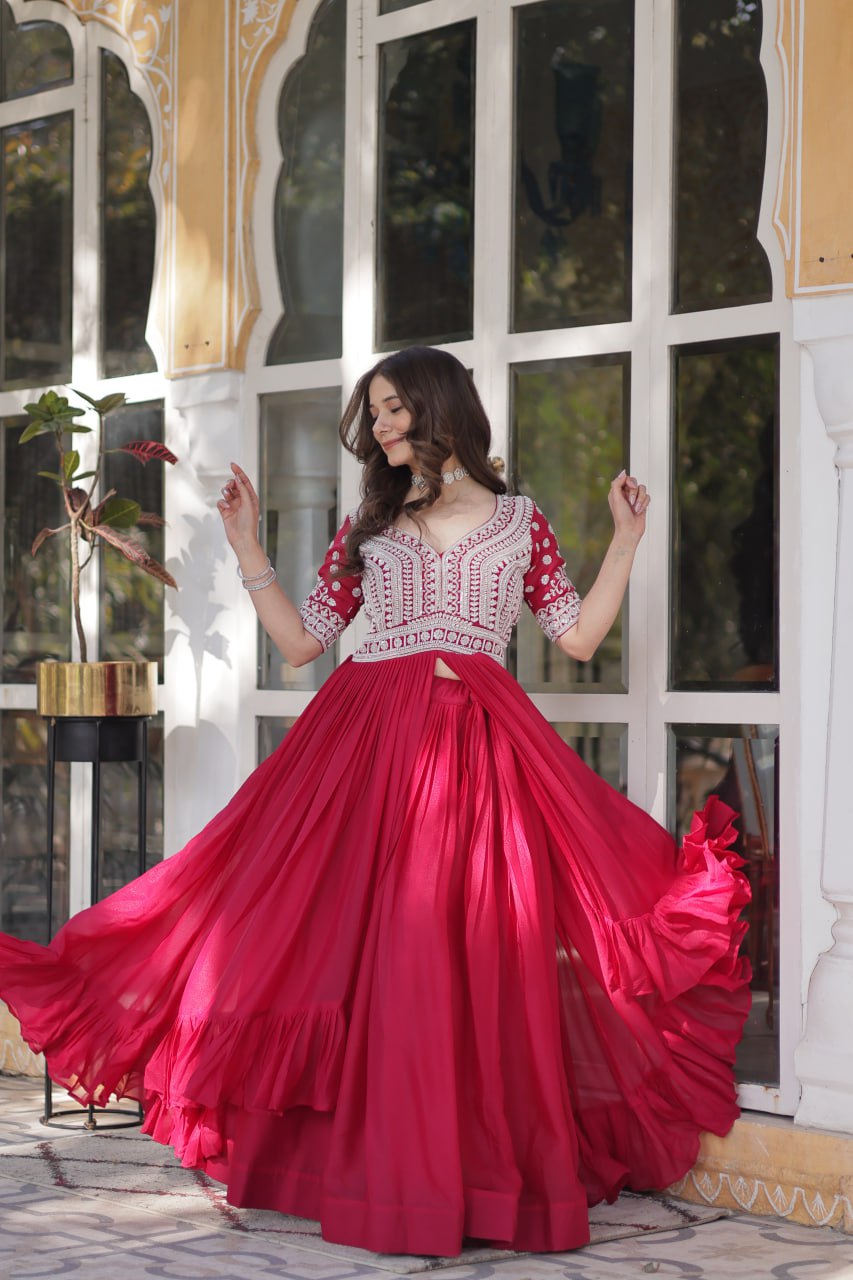 Elegant Star Georgette Lehenga Kurti Set – Fusion of Grace & Glamour - ETHNICDEAL